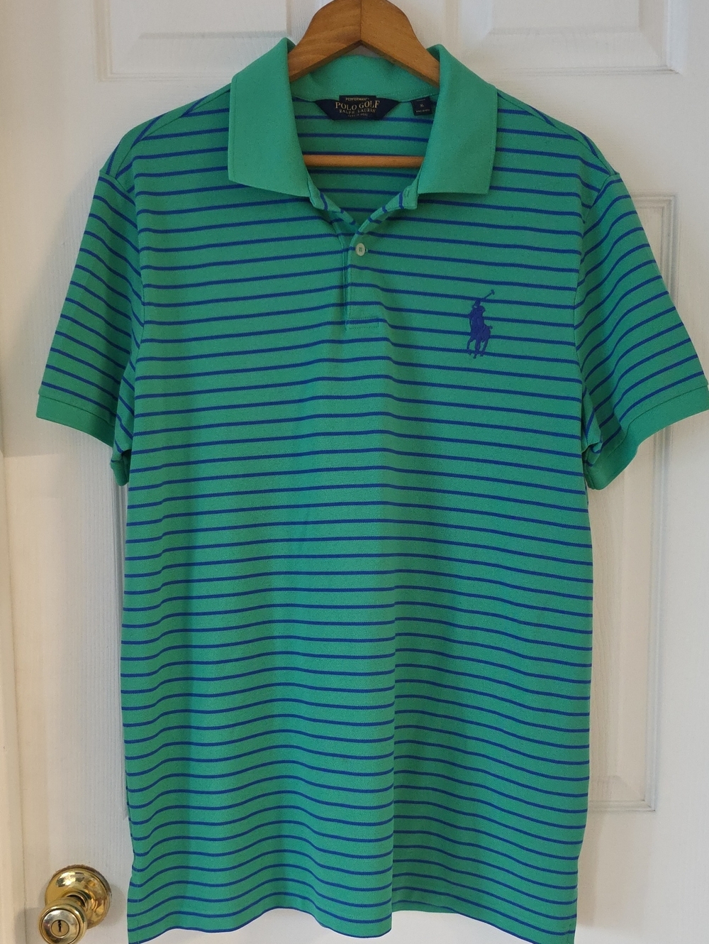 Polo Golf Ralph Lauren Green & Blue Striped Shirt Size XL